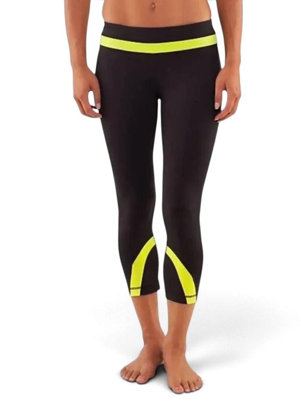 LULULEMON Run: Inspire Crop II black and yellow size 4